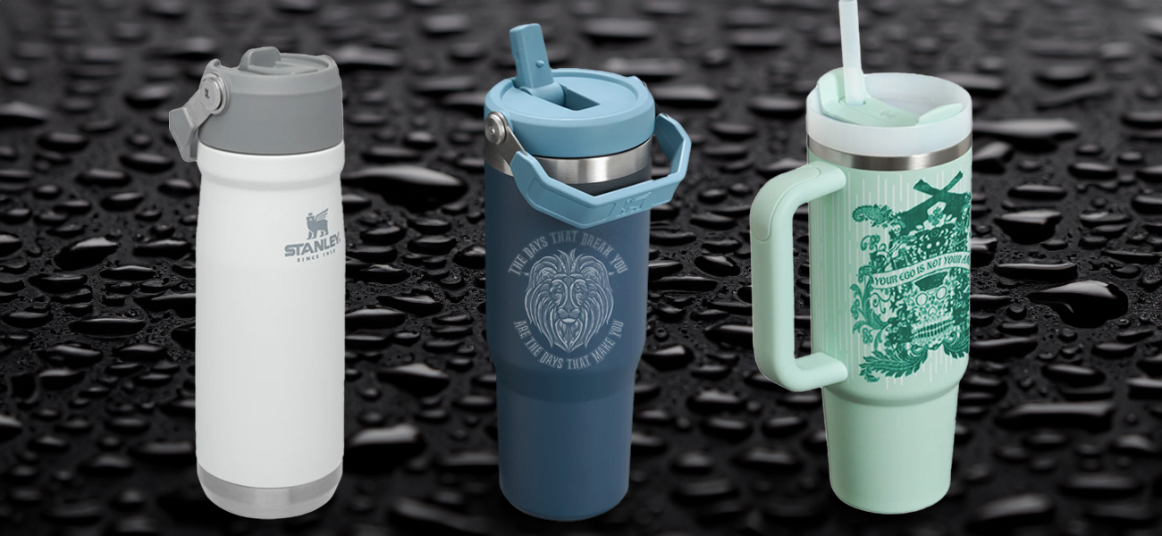 drinkware, tumblers, water bottles and travel mugs